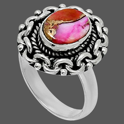 Premium Kingman Orange Dahlia Turquoise Ring size-5 R-1667 30-ER11703