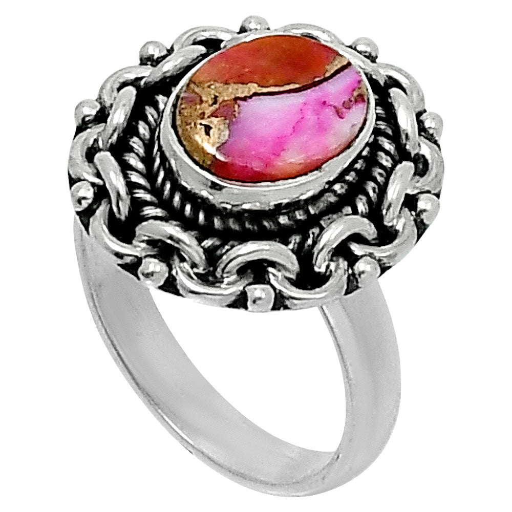 Premium Kingman Orange Dahlia Turquoise Ring size-5 R-1667 30-ER11703