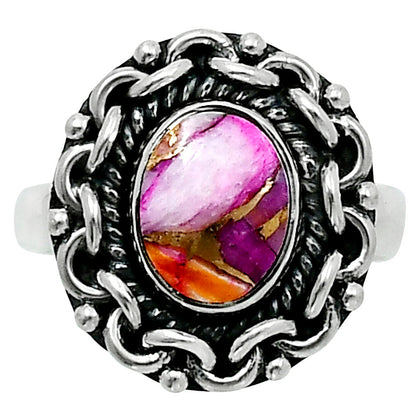 Premium Kingman Orange Dahlia Turquoise Ring size-6 R-1667 30-ER11706