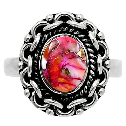 Premium Kingman Orange Dahlia Turquoise Ring size-7 R-1667 30-ER11709