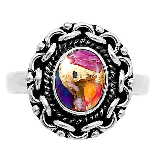 Premium Kingman Orange Dahlia Turquoise Ring size-9 R-1667 30-ER11715