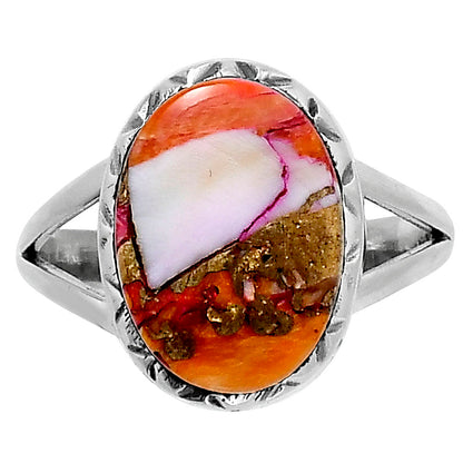 Premium Kingman Orange Dahlia Turquoise Ring size-8 R-1074 30-ER11771