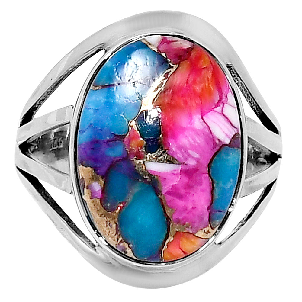 Premium Kingman Orange Dahlia Turquoise Ring size-9 R-1219 30-ER11915