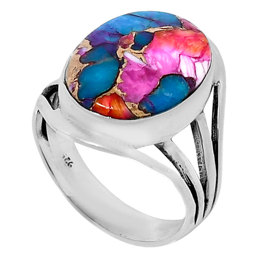Premium Kingman Orange Dahlia Turquoise Ring size-9 R-1219 30-ER11915