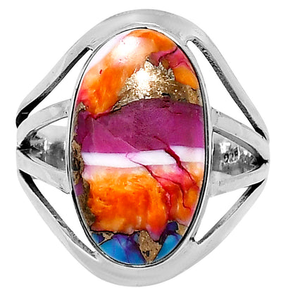 Premium Kingman Orange Dahlia Turquoise Ring size-9 R-1219 30-ER11923