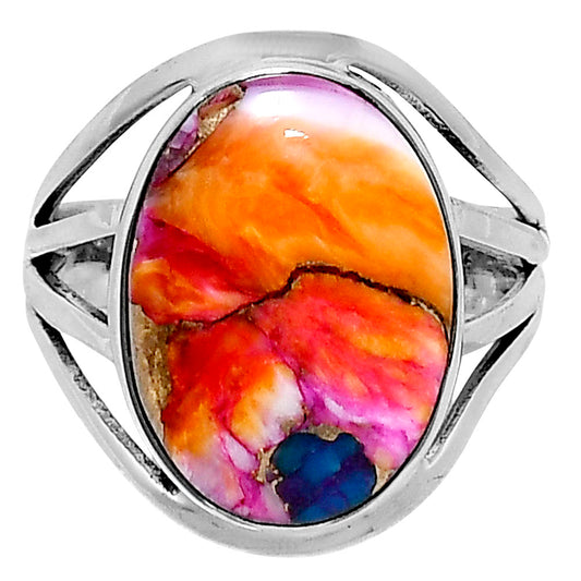 Premium Kingman Orange Dahlia Turquoise Ring size-9 R-1219 30-ER11924