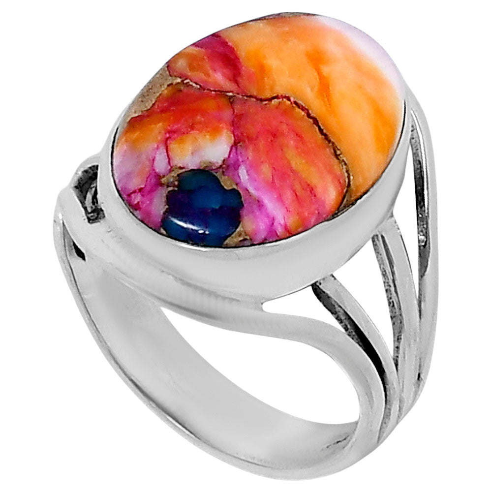 Premium Kingman Orange Dahlia Turquoise Ring size-9 R-1219 30-ER11924