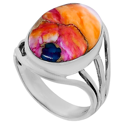 Premium Kingman Orange Dahlia Turquoise Ring size-9 R-1219 30-ER11924
