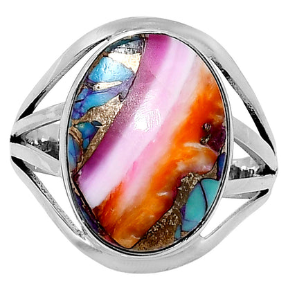 Premium Kingman Orange Dahlia Turquoise Ring size-10 R-1219 30-ER11936