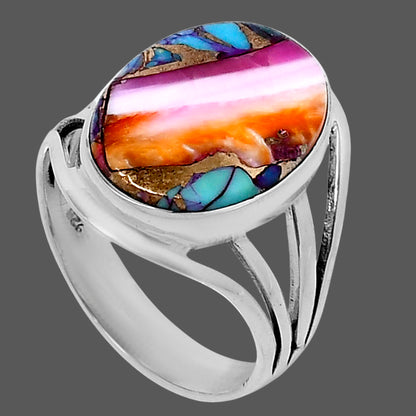 Premium Kingman Orange Dahlia Turquoise Ring size-10 R-1219 30-ER11936