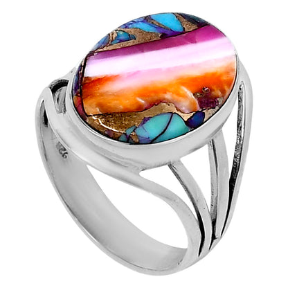 Premium Kingman Orange Dahlia Turquoise Ring size-10 R-1219 30-ER11936