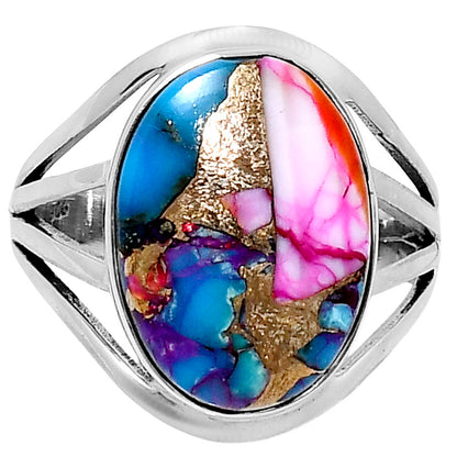 Premium Kingman Orange Dahlia Turquoise Ring size-10 R-1219 30-ER11942