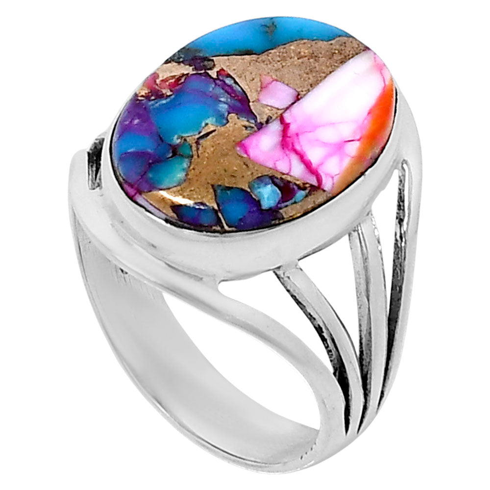 Premium Kingman Orange Dahlia Turquoise Ring size-10 R-1219 30-ER11942