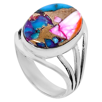 Premium Kingman Orange Dahlia Turquoise Ring size-10 R-1219 30-ER11942