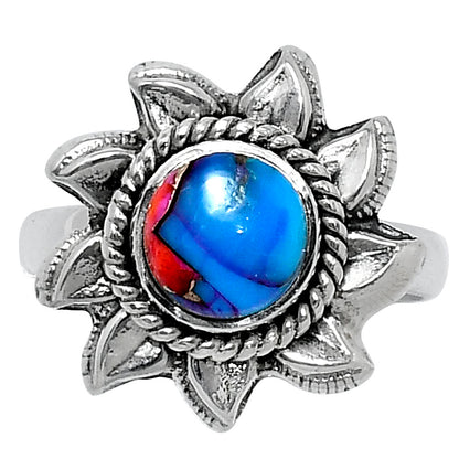 Premium Kingman Orange Dahlia Turquoise Ring size-6 R-1617 30-ER11945