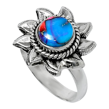 Premium Kingman Orange Dahlia Turquoise Ring size-6 R-1617 30-ER11945