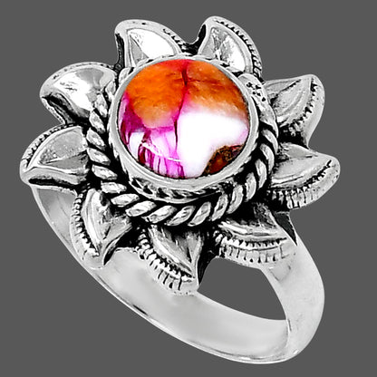 Premium Kingman Orange Dahlia Turquoise Ring size-6 R-1617 30-ER11946
