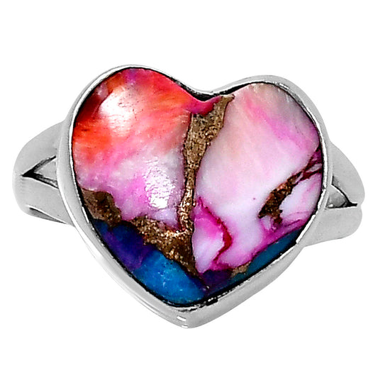 Premium Heart Kingman Orange Dahlia Turquoise Ring size-7 R-1073 30-ER11956