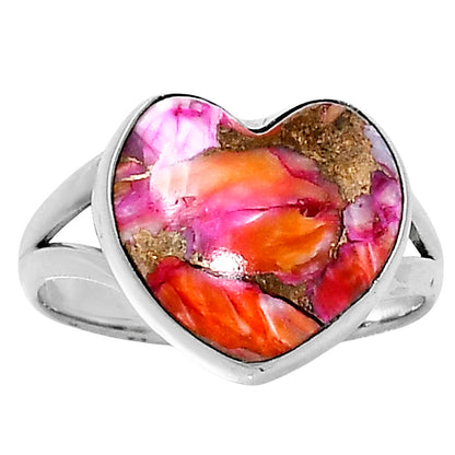 Premium Heart Kingman Orange Dahlia Turquoise Ring size-8 R-1073 30-ER11970