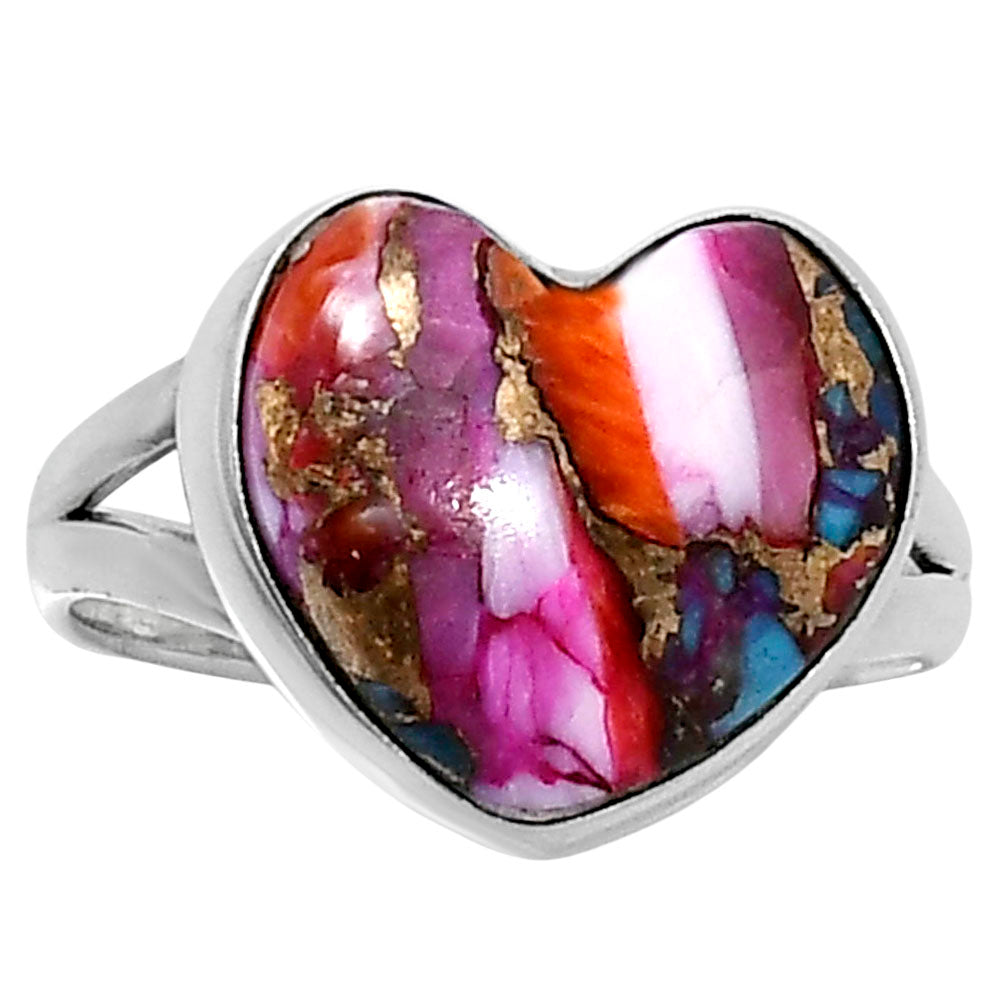 Premium Heart Kingman Orange Dahlia Turquoise Ring size-8 R-1073 30-ER11978