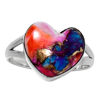 Premium Heart Kingman Orange Dahlia Turquoise Ring size-9 R-1073 30-ER11981