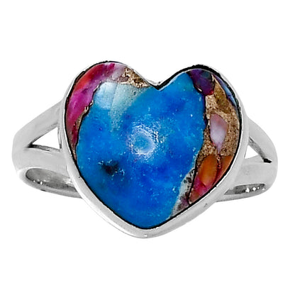 Premium Heart Kingman Orange Dahlia Turquoise Ring size-9 R-1073 30-ER11984