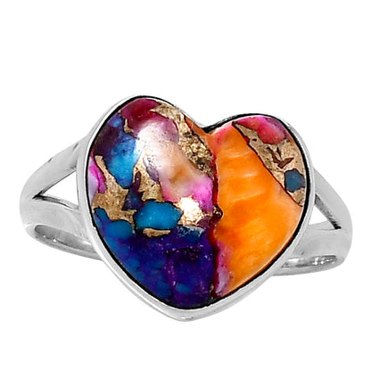 Premium Heart Kingman Orange Dahlia Turquoise Ring size-9 R-1073 30-ER11987