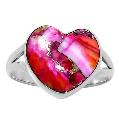 Premium Heart Kingman Orange Dahlia Turquoise Ring size-9 R-1073 30-ER11991