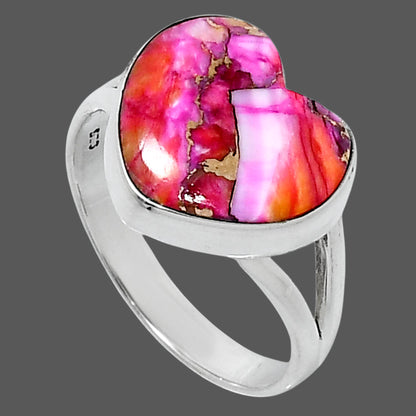 Premium Heart Kingman Orange Dahlia Turquoise Ring size-9 R-1073 30-ER11991