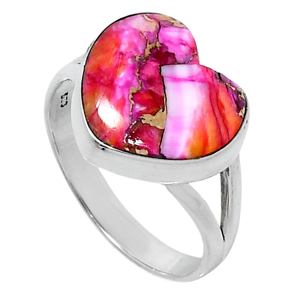 Premium Heart Kingman Orange Dahlia Turquoise Ring size-9 R-1073 30-ER11991