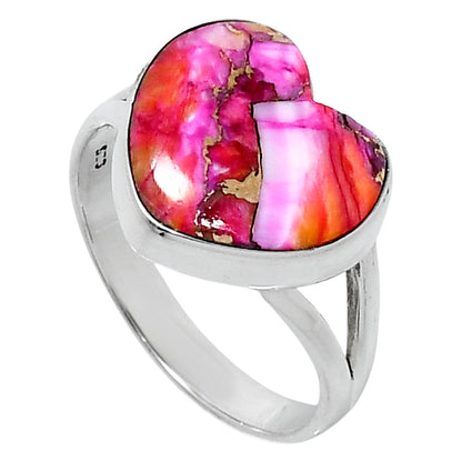 Premium Heart Kingman Orange Dahlia Turquoise Ring size-9 R-1073 30-ER11991