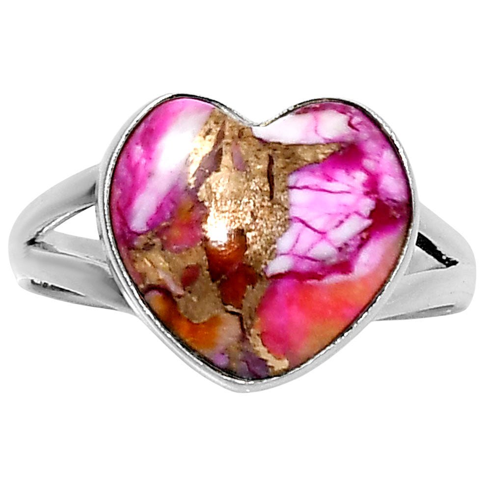 Premium Heart Kingman Orange Dahlia Turquoise Ring size-9 R-1073 30-ER11995