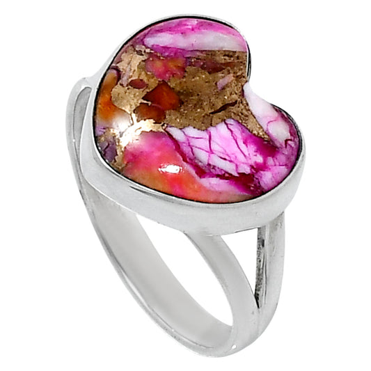 Premium Heart Kingman Orange Dahlia Turquoise Ring size-9 R-1073 30-ER11995