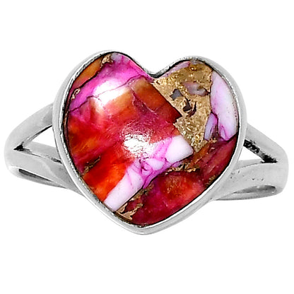 Premium Heart Kingman Orange Dahlia Turquoise Ring s10 R-1073 30-ER12000