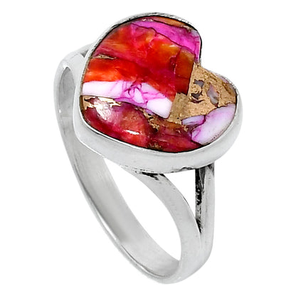 Premium Heart Kingman Orange Dahlia Turquoise Ring s10 R-1073 30-ER12000