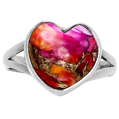 Premium Heart Kingman Orange Dahlia Turquoise Ring s10 R-1073 30-ER12006
