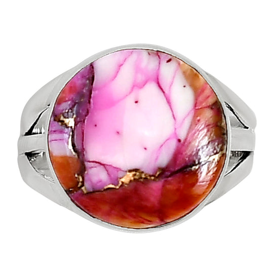 Kingman Orange Dahlia Turquoise Ring size-7 R-1003 30-ER15103