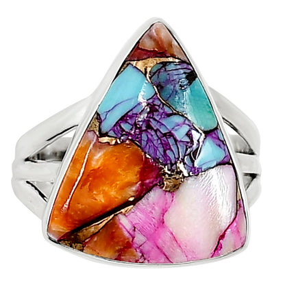 Kingman Orange Dahlia Turquoise Ring size-8 R-1003 30-ER15111