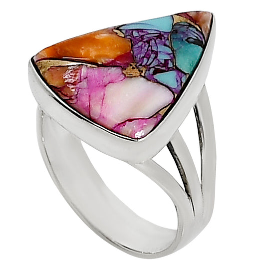 Kingman Orange Dahlia Turquoise Ring size-8 R-1003 30-ER15111