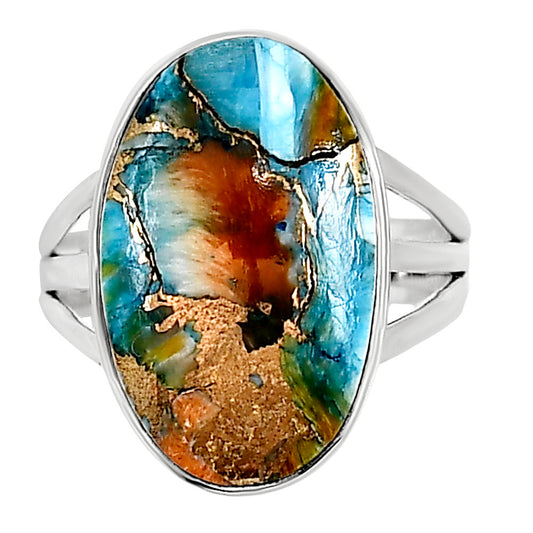 Kingman Orange Dahlia Turquoise Ring size-9 R-1003 30-ER15125