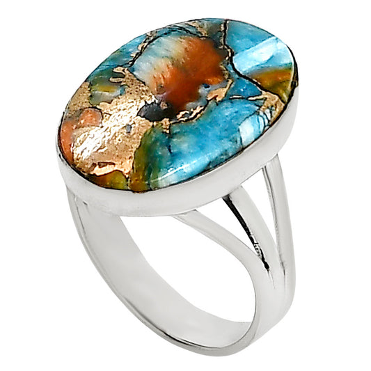Kingman Orange Dahlia Turquoise Ring size-9 R-1003 30-ER15125