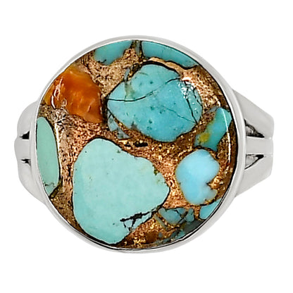 Kingman Orange Dahlia Turquoise Ring size-8 R-1003 30-ER15127