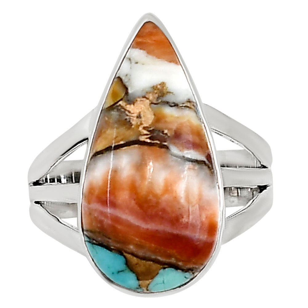Kingman Orange Dahlia Turquoise Ring size-8 R-1003 30-ER15131