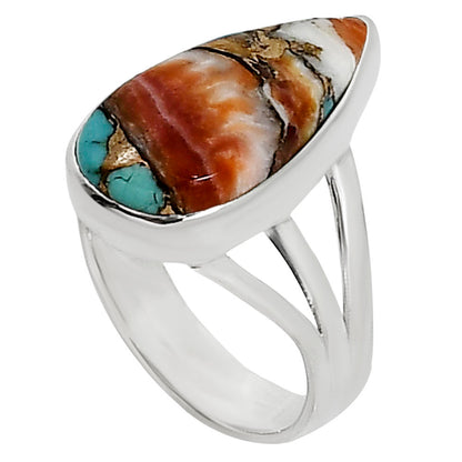 Kingman Orange Dahlia Turquoise Ring size-8 R-1003 30-ER15131