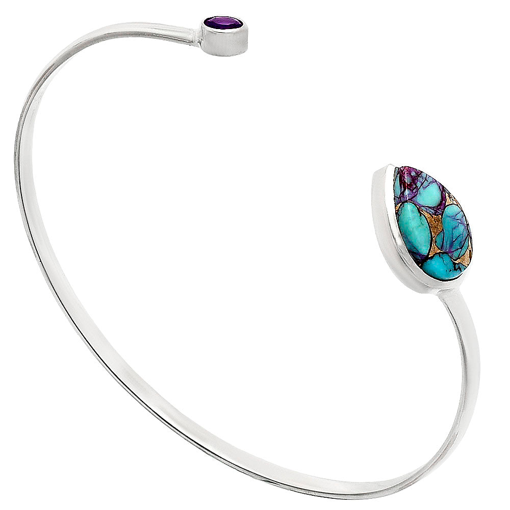 Premium Purple Dahlia Turquoise, Amethyst Cuff Bangle Bracelet B-1004 31-EB10305