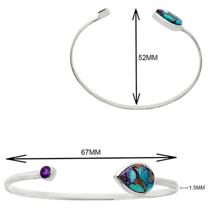 Premium Purple Dahlia Turquoise, Amethyst Cuff Bangle Bracelet B-1004 31-EB10305