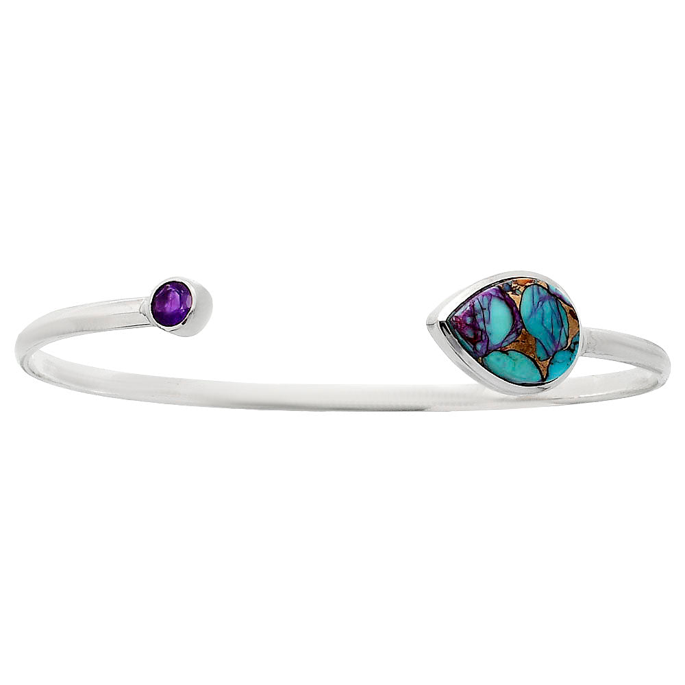 Premium Purple Dahlia Turquoise, Amethyst Cuff Bangle Bracelet B-1004 31-EB10305