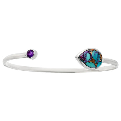 Premium Purple Dahlia Turquoise, Amethyst Cuff Bangle Bracelet B-1004 31-EB10305