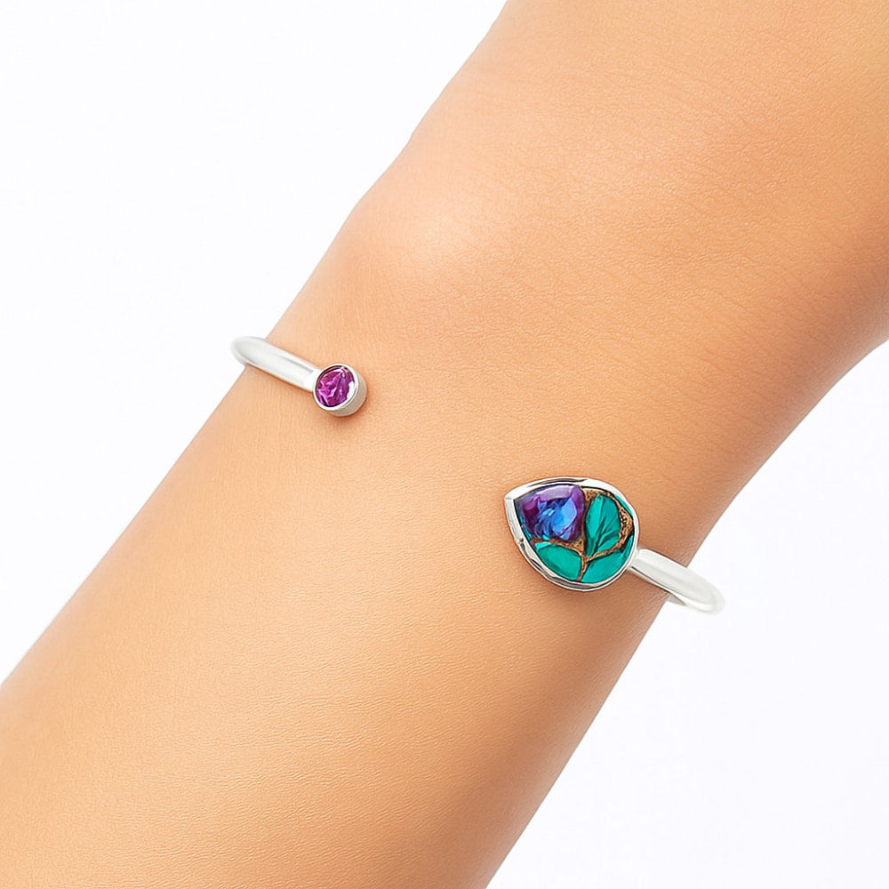 Premium Purple Dahlia Turquoise, Amethyst Cuff Bangle Bracelet B-1004 31-EB10305