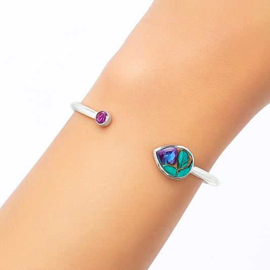 Premium Purple Dahlia Turquoise, Amethyst Cuff Bangle Bracelet B-1004 31-EB10305